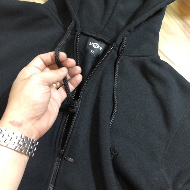 Áo hoodie zipper unisex 2T Store HZ01 màu đen - Áo khoác nỉ dây kéo nón 2 lớp dày dặn chất lượng đẹp | WebRaoVat - webraovat.net.vn