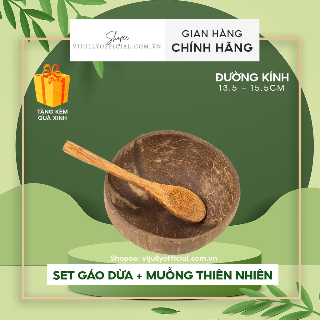 Set bát gáo dừa kèm muỗng tự nhiên an toàn