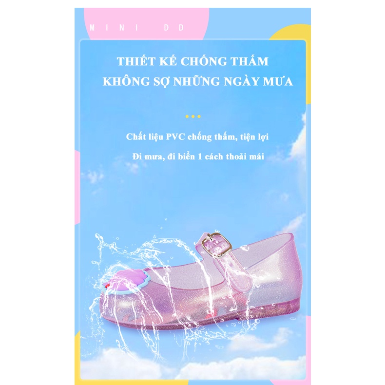 Giày búp bê NHỰA THƠM ZAKUDO chống trượt, Sandal siêu xịn HÀNG FULL BOX cho bé gái DQ02