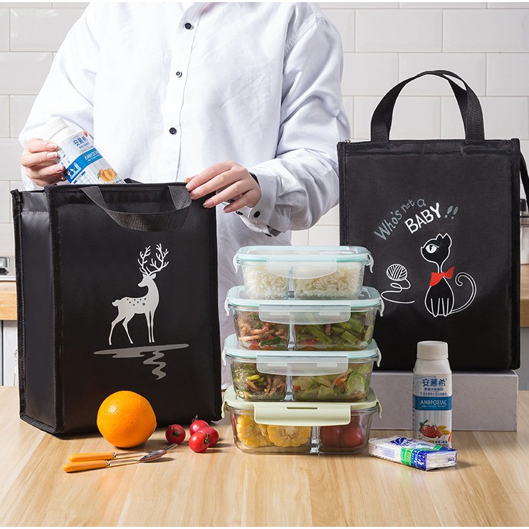 Túi đựng hộp cơm / túi giữ nhiệt văn phòng, sinh viên kích thước lớn giữ nhiệt 24x16.5x33cm | BigBuy360 - bigbuy360.vn