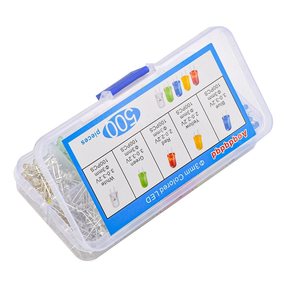 Set 500 đi ốt bán dẫn PCBFUN đèn LED nhiều màu sắc 3mm tiện lợi
