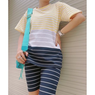 Set thun sọc quần ngố