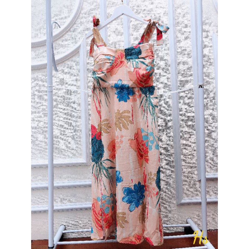 Đầm Nữ 2 Dây Hoa Hồng 🦋 Váy 2s Hoa Eo Thun Dáng Dài 🦋