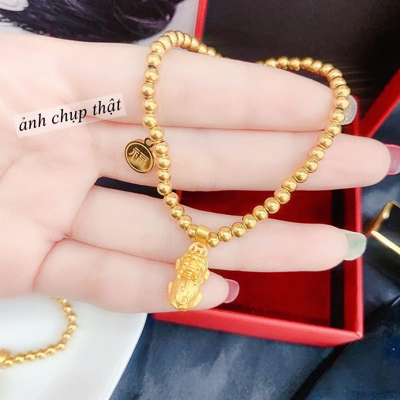 Vòng tay titan nữ tỳ hưu vàng may mắn thiết kế thanh lịch