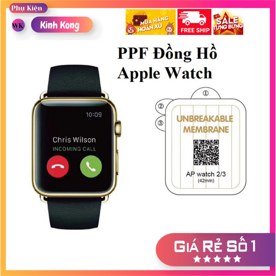 Dán PPF cho Apple Watch chống trầy xước tuyệt đối, cho apple watch 1,2,3,4,5