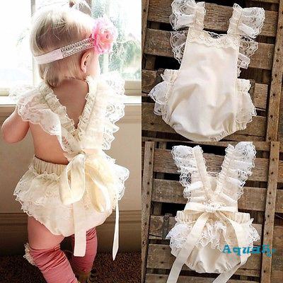 Bộ áo liền quần phối ren xinh xắn dành cho bé gái