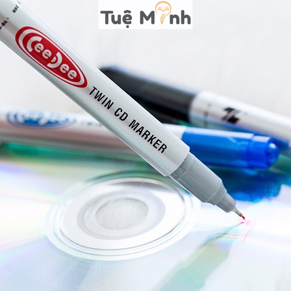 Bút lông dầu 2 đầu Thiên Long PM-04 nét 1mm + 0.4mm mực xanh, đen, đỏ viết được nhiều chất liệu