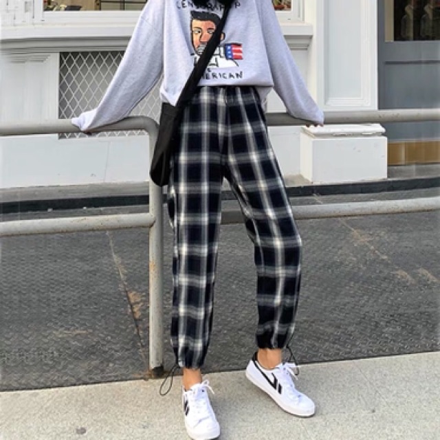 Quần caro paint ống rộng ulzzang unisex (có sẵn, hình thật)