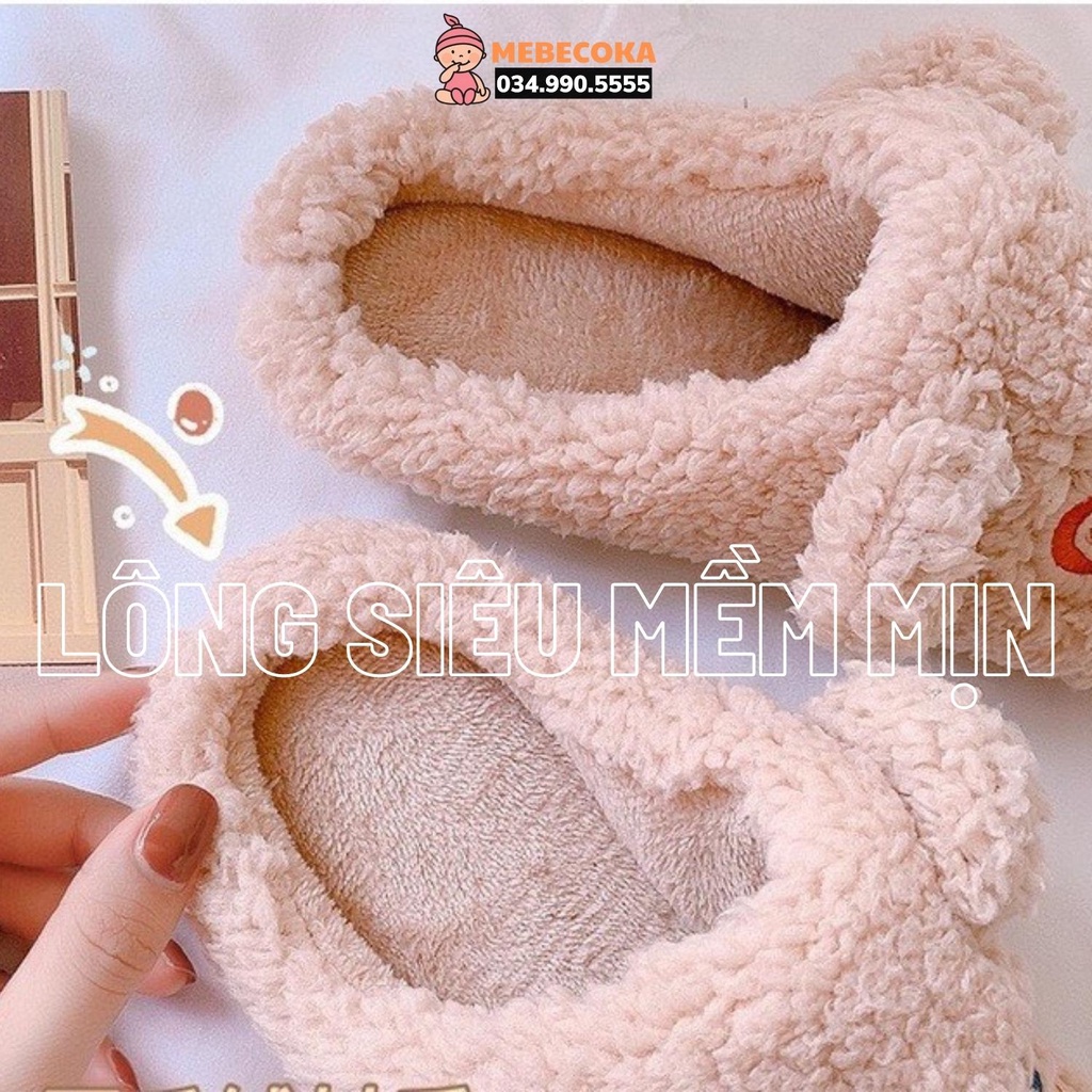 Dép Bông Gấu Xinh Xắn đi trong nhà, đi chơi ấm áp dễ thương