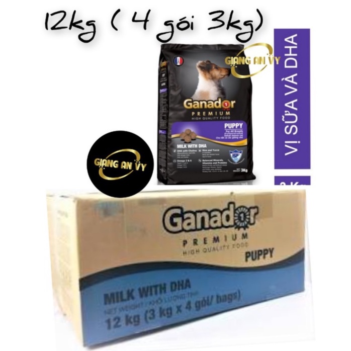 Combo 12kg (4 goi 3kg) - Ganador Puppy vị DHA và sữa - thức ăn chó mèo