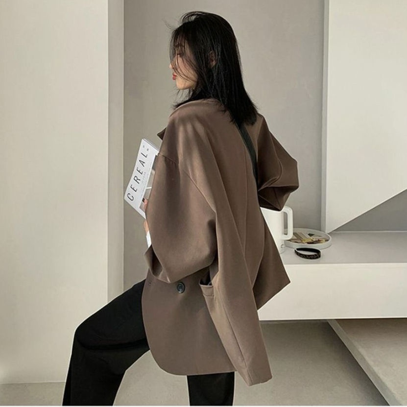 Áo Khoác Blazer Màu Cà Phê Thời Trang Xuân Thu  Kiểu Mới Chất Lượng Cao