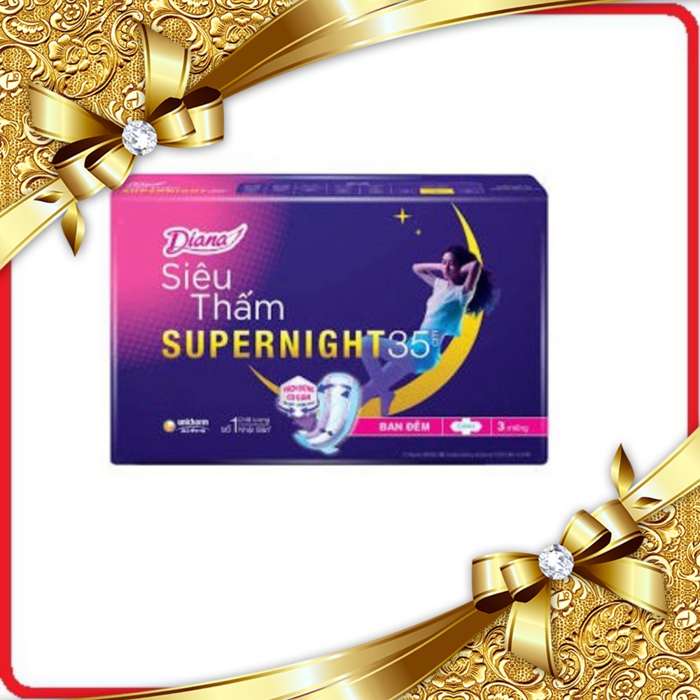 Lốc 6 gói Băng Vệ Sinh DIANA SUPER NIGHT siê thấm 35cm Tặng Băng vệ sinh hằng ngày Diana COOLFRESH