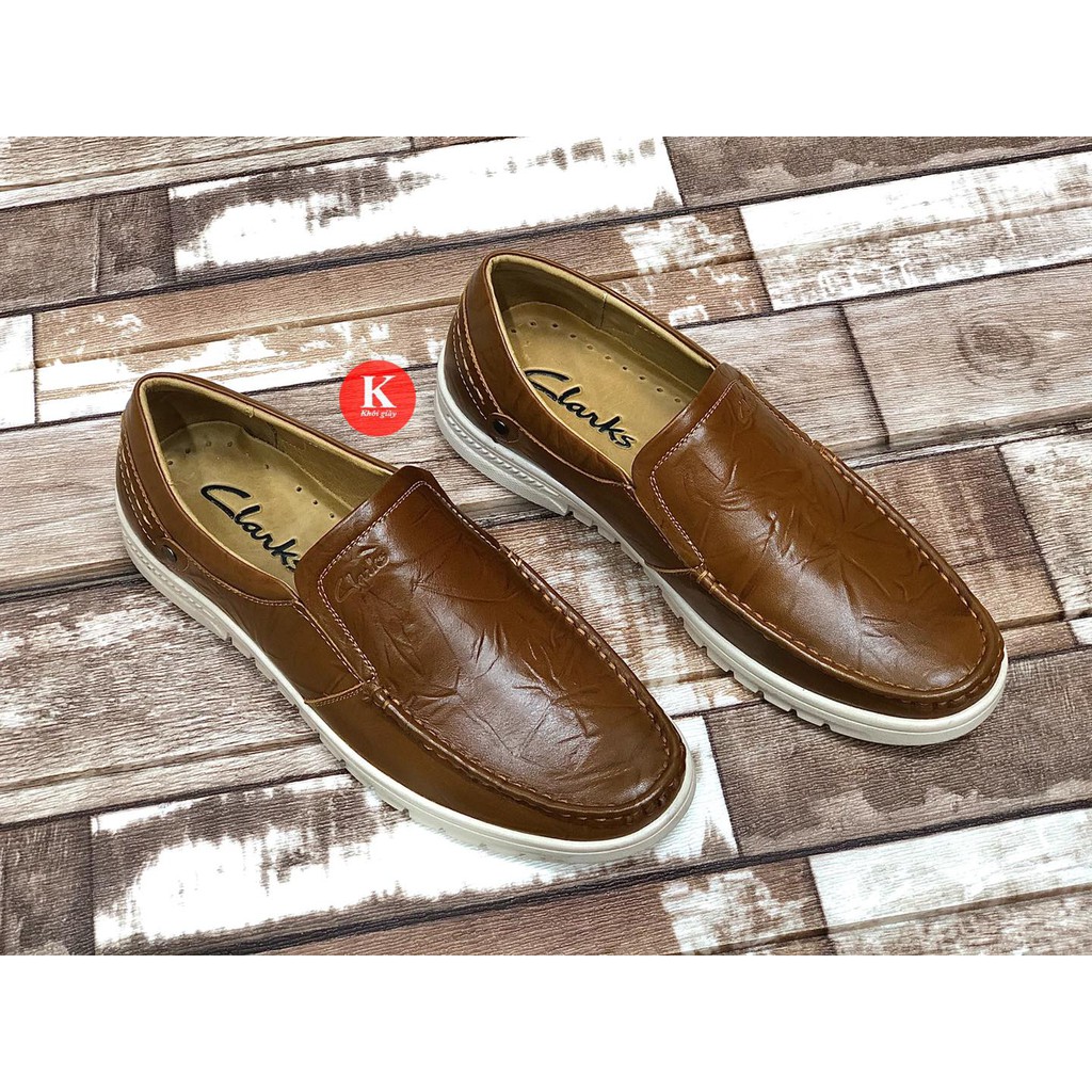 Giày lười nam da vân Clarks (form to bề ngang)