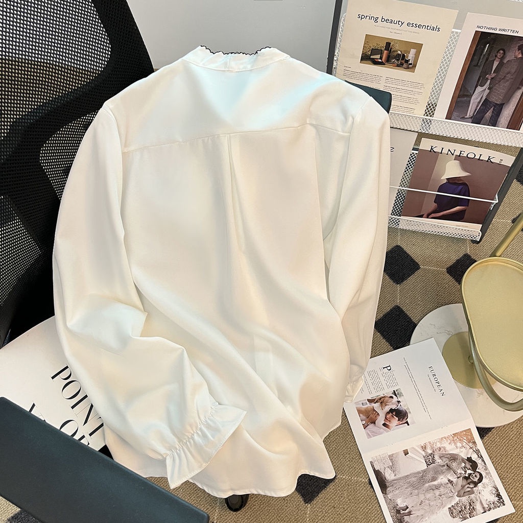 Áo Sơ Mi chiffon Dài Tay Phối Nơ Thời Trang Mùa Thu Mới Cho Nữ