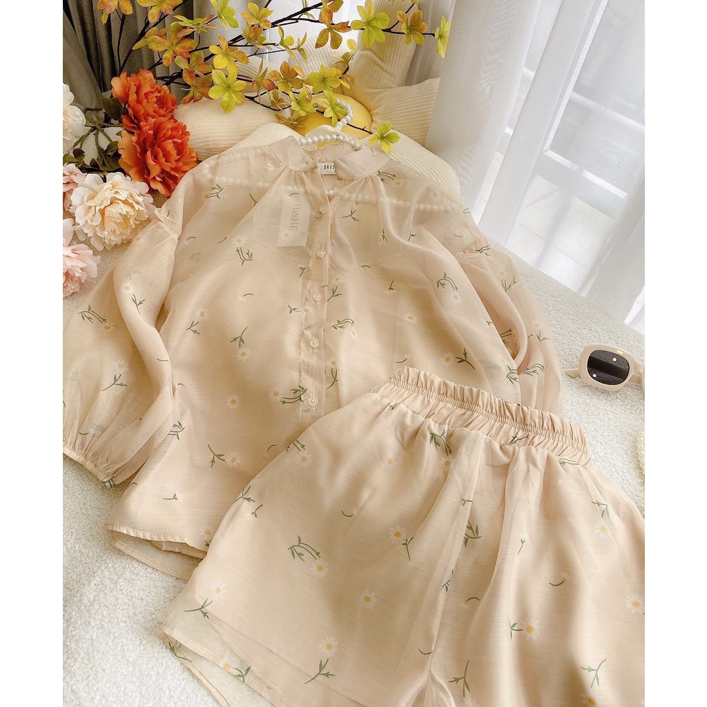 Set áo voan hoa + Quần có lót trong trẻ trung HQ Rowena DS19