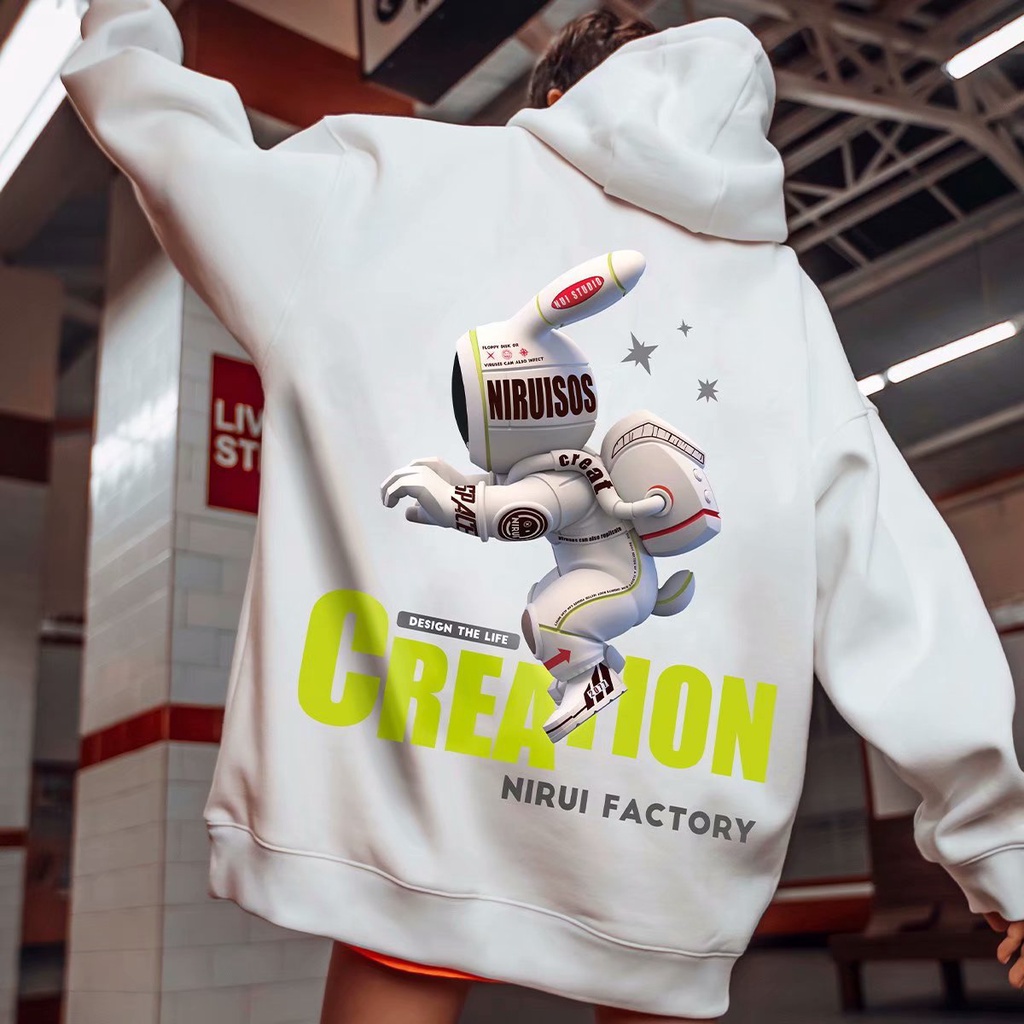 Áo khoác Hoodie dáng rộng có in hình thời trang cao cấp cho nam