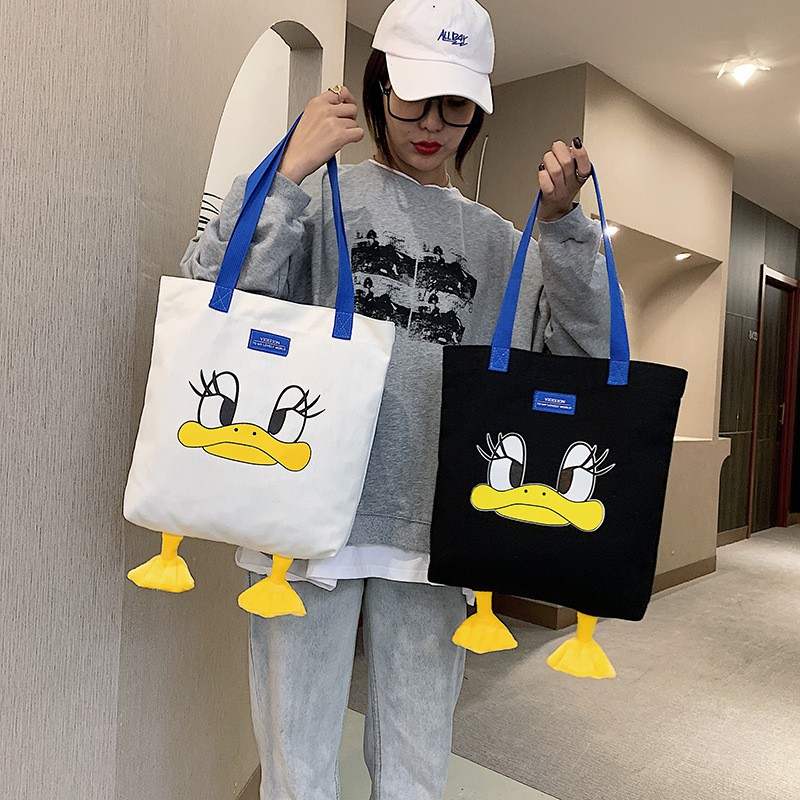 [TSP47]Túi tote Vải canvas mềm Đẹp Cực Hot đựng vừa a4 tặng quà xinh❣️[SIÊU XINH] Túi vải xinh hình con vịt