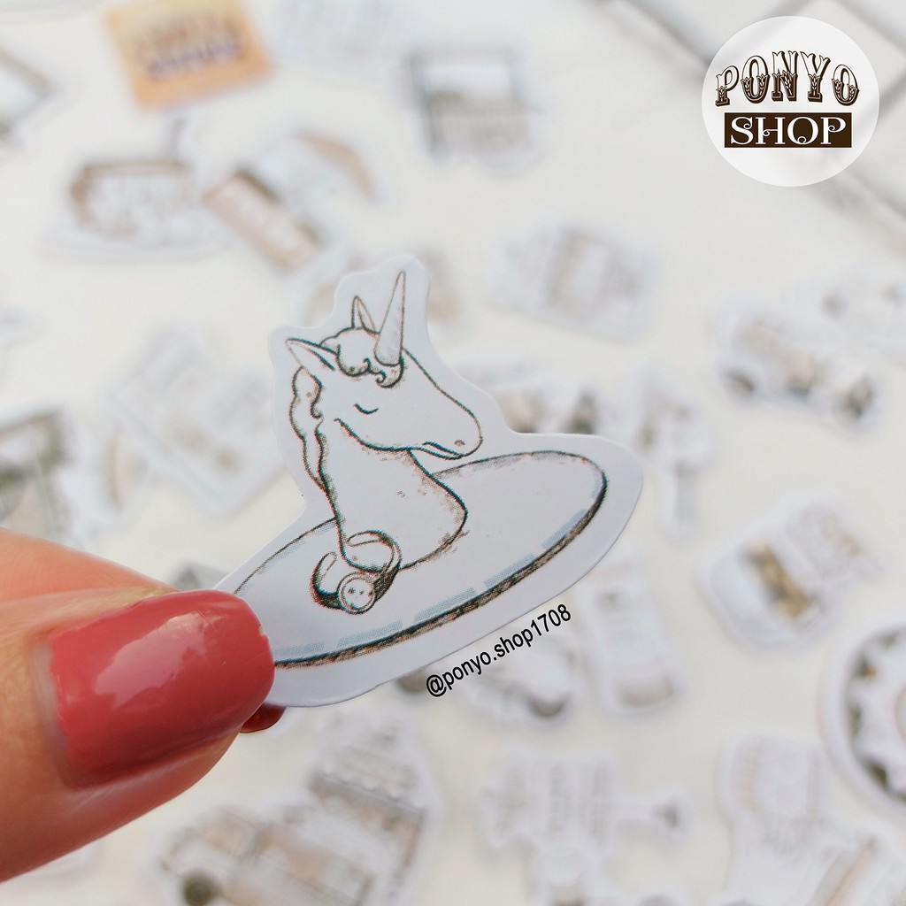 🖤 Hộp 46 sticker nhãn dán Sketch book trang trí Srapbook