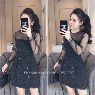 Đầm bố tay phối lưới