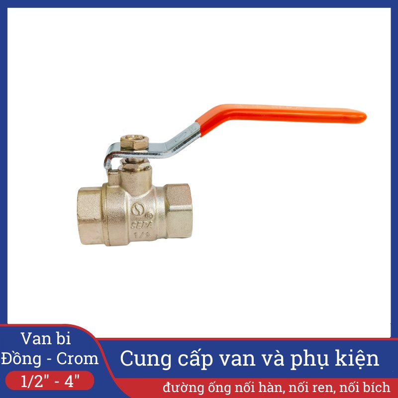 Van bi sera chất liệu bằng đồng thau mạ crom phi 21, 27 dùng được cho nồi hơi nước nóng dầu nhớt