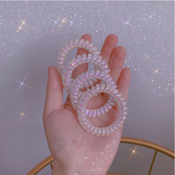 Dây cột tóc lò xo hologram, buộc tóc nữ đẹp trong suốt đơn giản dễ thương Minn Collection