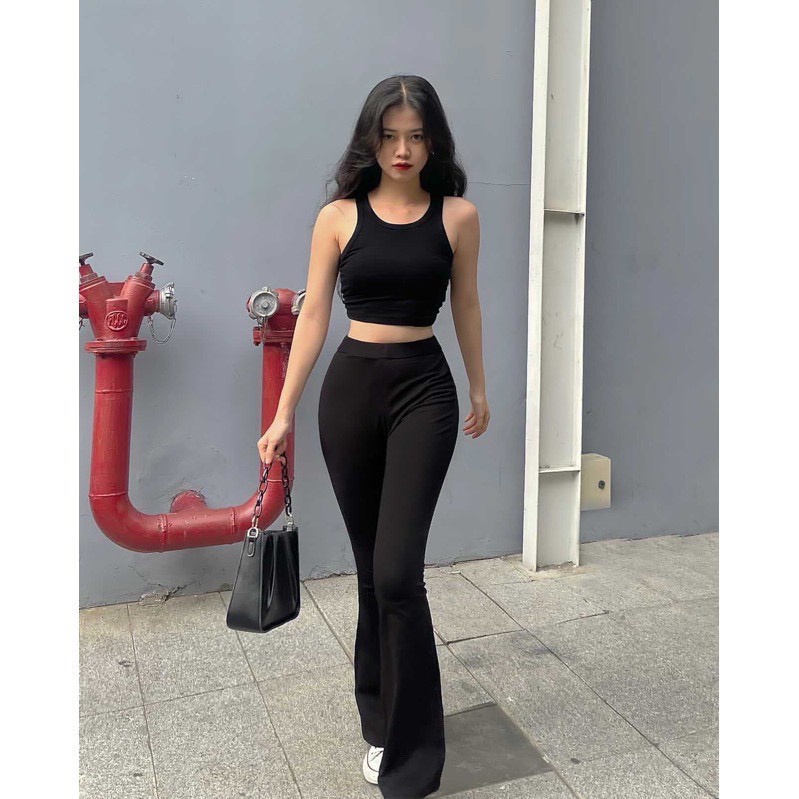 Quần legging ống loe bigsize nữ cạp cao co giãn to rộng 40kg đến 75kg