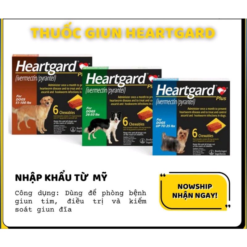 HEARTGARD - viên nhai loại bỏ giun sán,giun tim cho Chó
