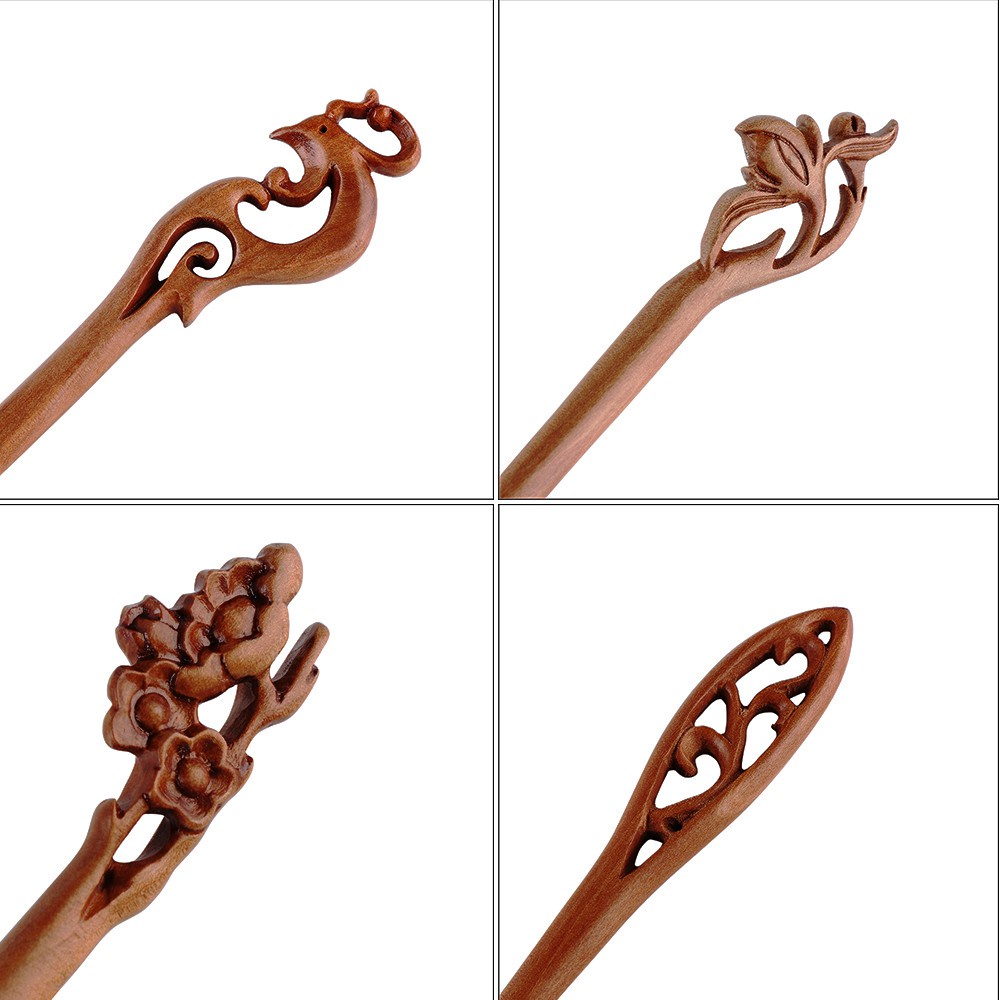 Trâm Cài Tóc Bằng Gỗ Đào Chạm Khắc Thủ Công Thời Trang Cho Nữ