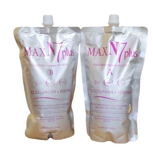 Thuốc Uốn Tóc Xoăn Nóng Max N7 Plus X2 Collagen Keratin Dưỡng Siêu Sóng 1000ml (1 túi A)