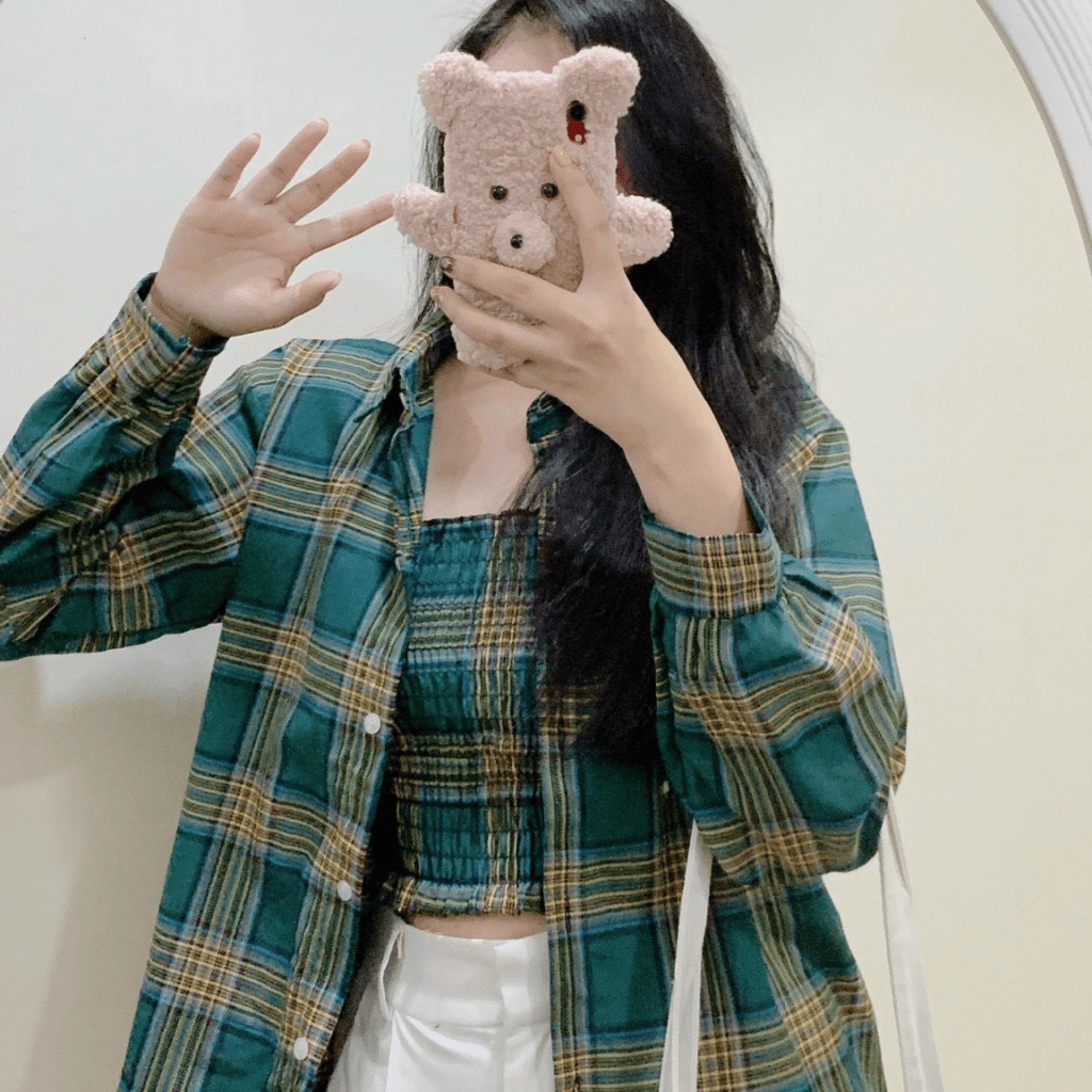ÁO SƠ MI CẢO NỮ CÓ KÈM ÁO TRONG PHONG CÁCH HÀN