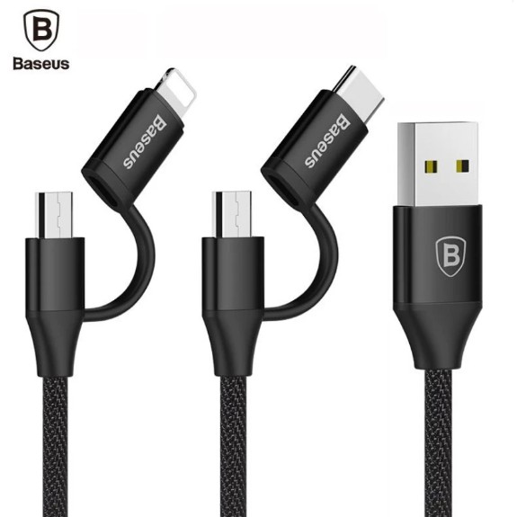 Cáp sạc Baseus 2 Đầu MicroUSB & Lightning 100cm (Đen)