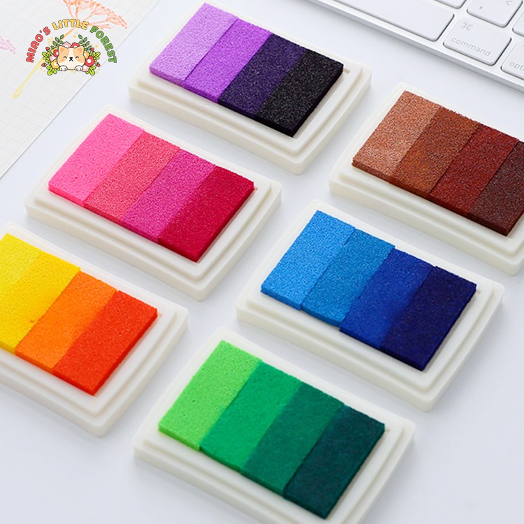 Mực con dấu 4 màu MIAO'S LITTLE FOREST mực nhiều màu dùng cho con dấu gỗ mực gradient Let's Color MOT225