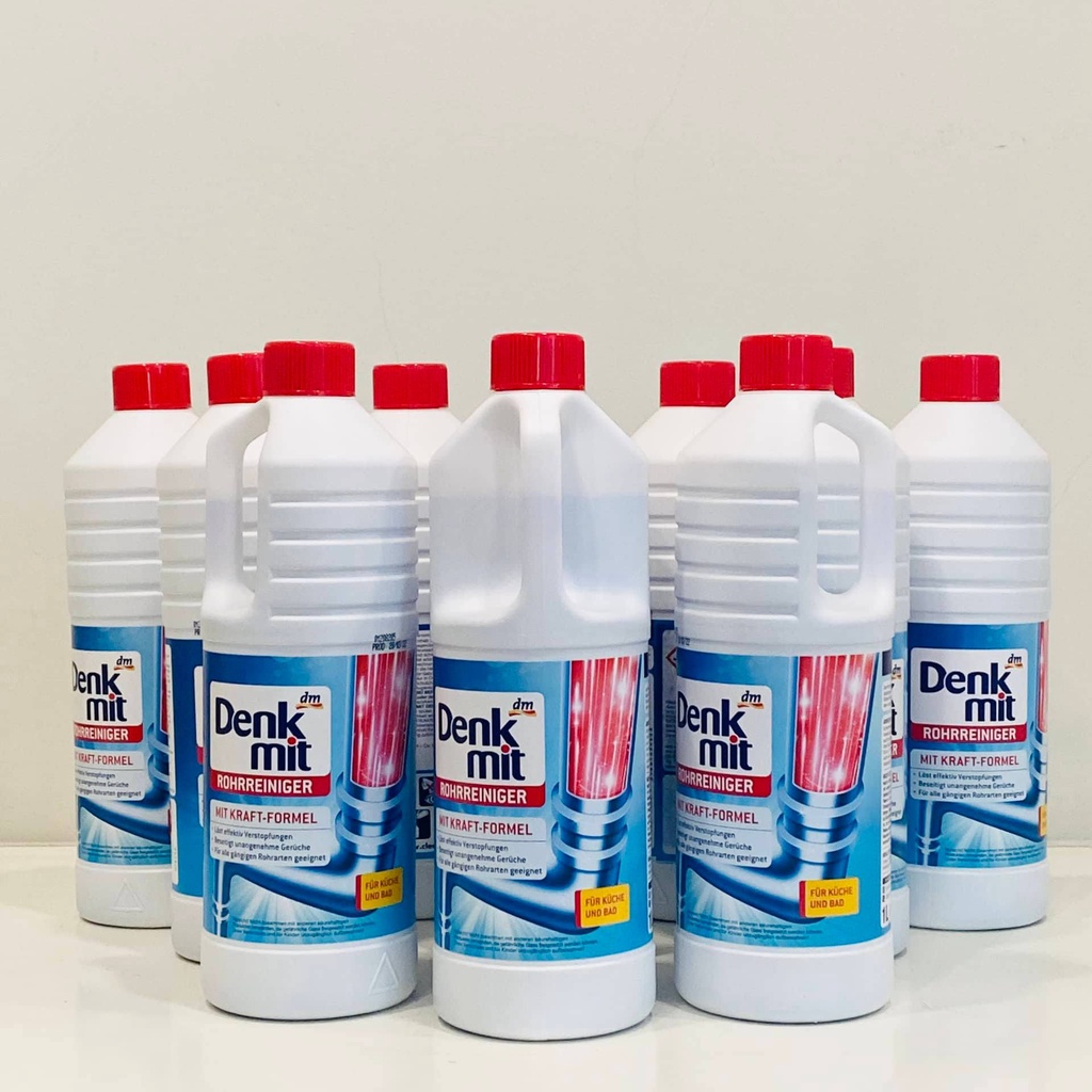Denkmit chai thông tắc/ thông cống làm sạch đường ống Rohrreiniger dung tích 1L, hàng chính hãng
