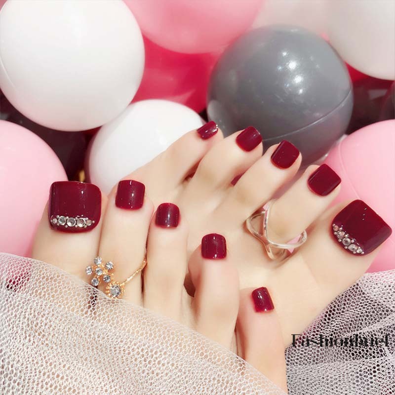 [Hàng mới về] Set 24 Móng Chân Giả Họa Tiết Xinh Xắn Trang Trí Cho Nữ