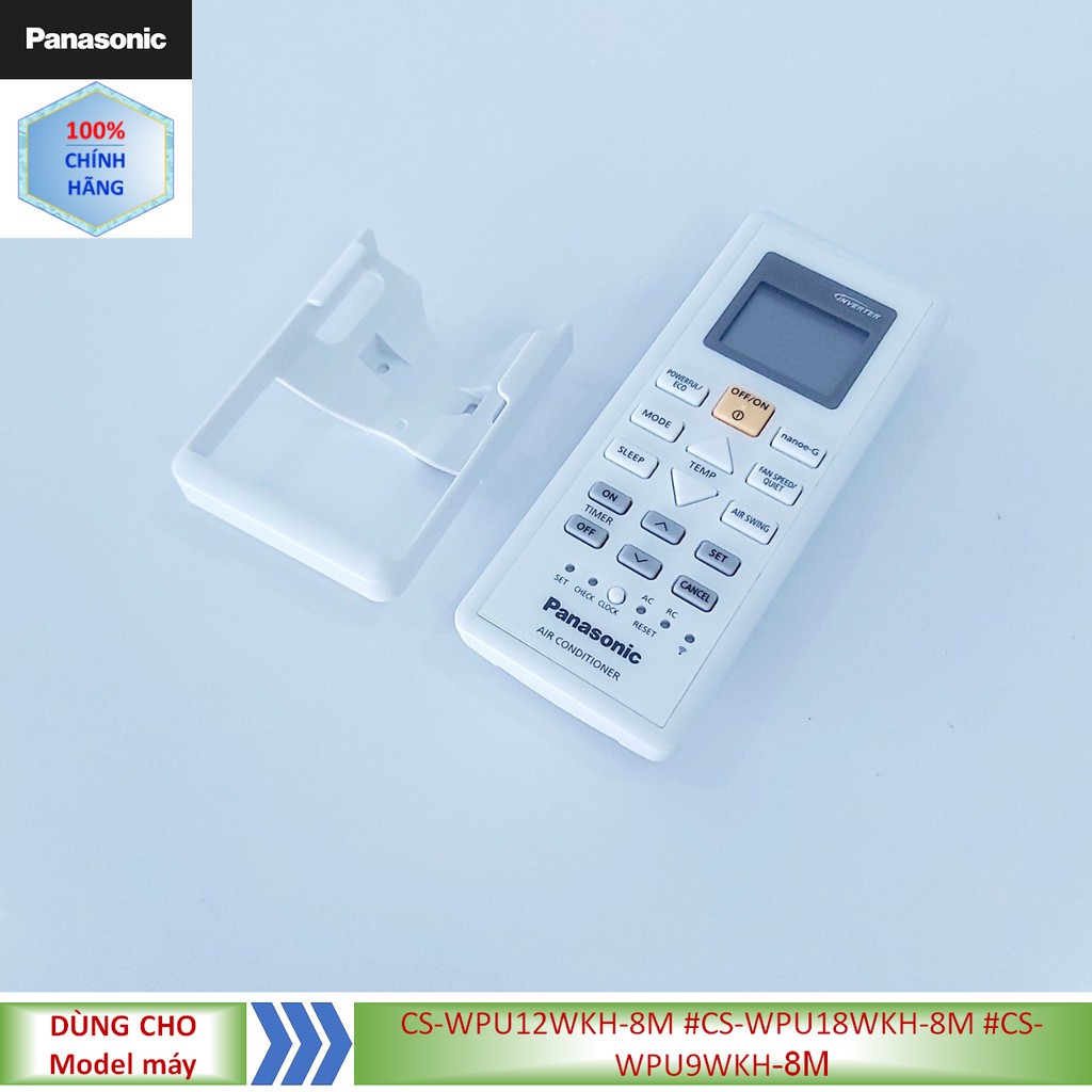 Phụ kiện [Remote chính hãng] Điều khiển điều hòa Panasonic model CS-WPU12WKH-8M #CS-WPU18WKH-8M #CS-WPU9WKH-8M