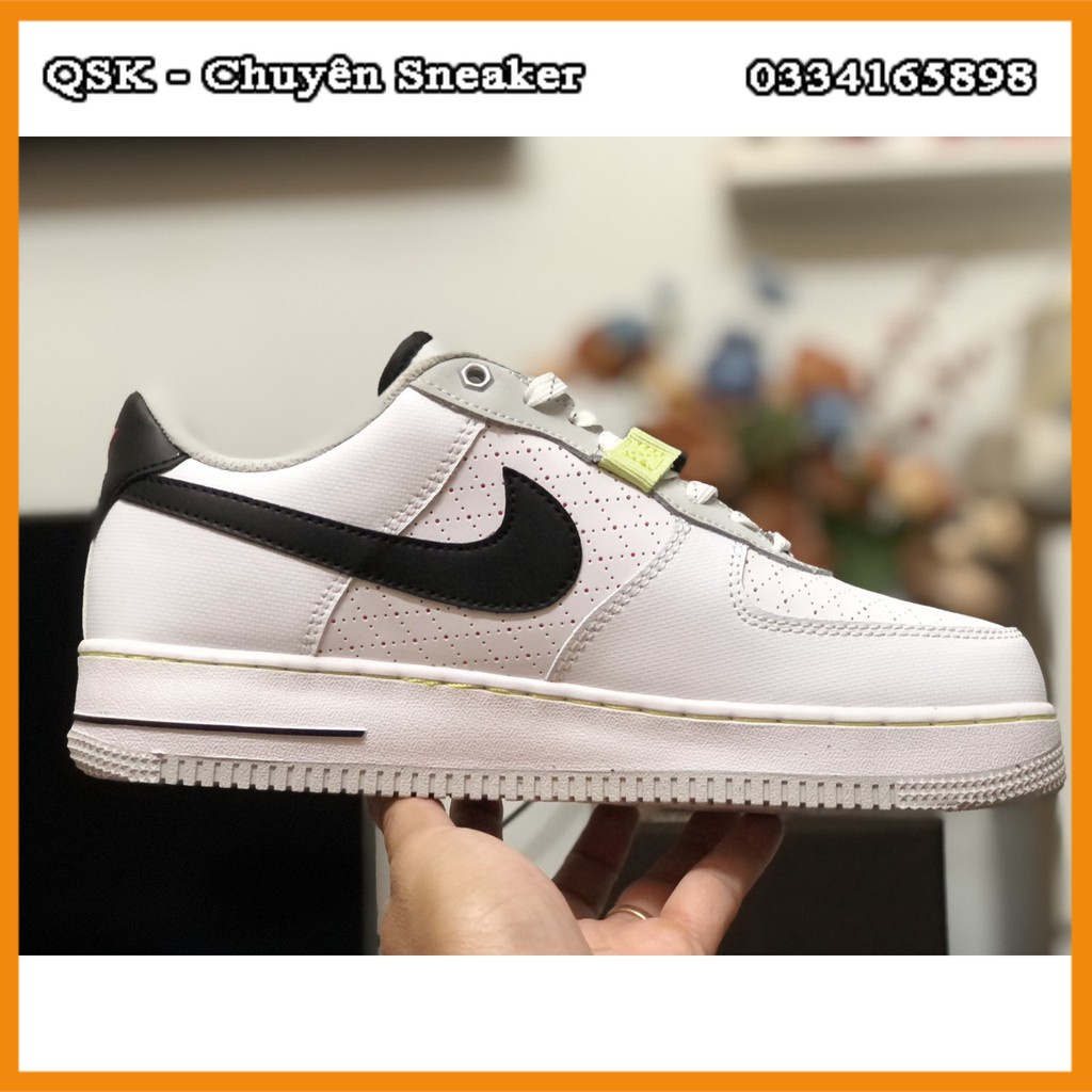 Giày Sneaker Af1 Low Đen Trắng Gót đen Hàng Cao Cấp Fullbox, Giày thể thao nam nữ af1 trắng phẩy đen, lót trần bông.