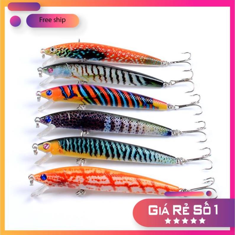 🐠 Mồi câu lure Minow sọc dài 9,5cm nặng 8g nhạy cá 🐠