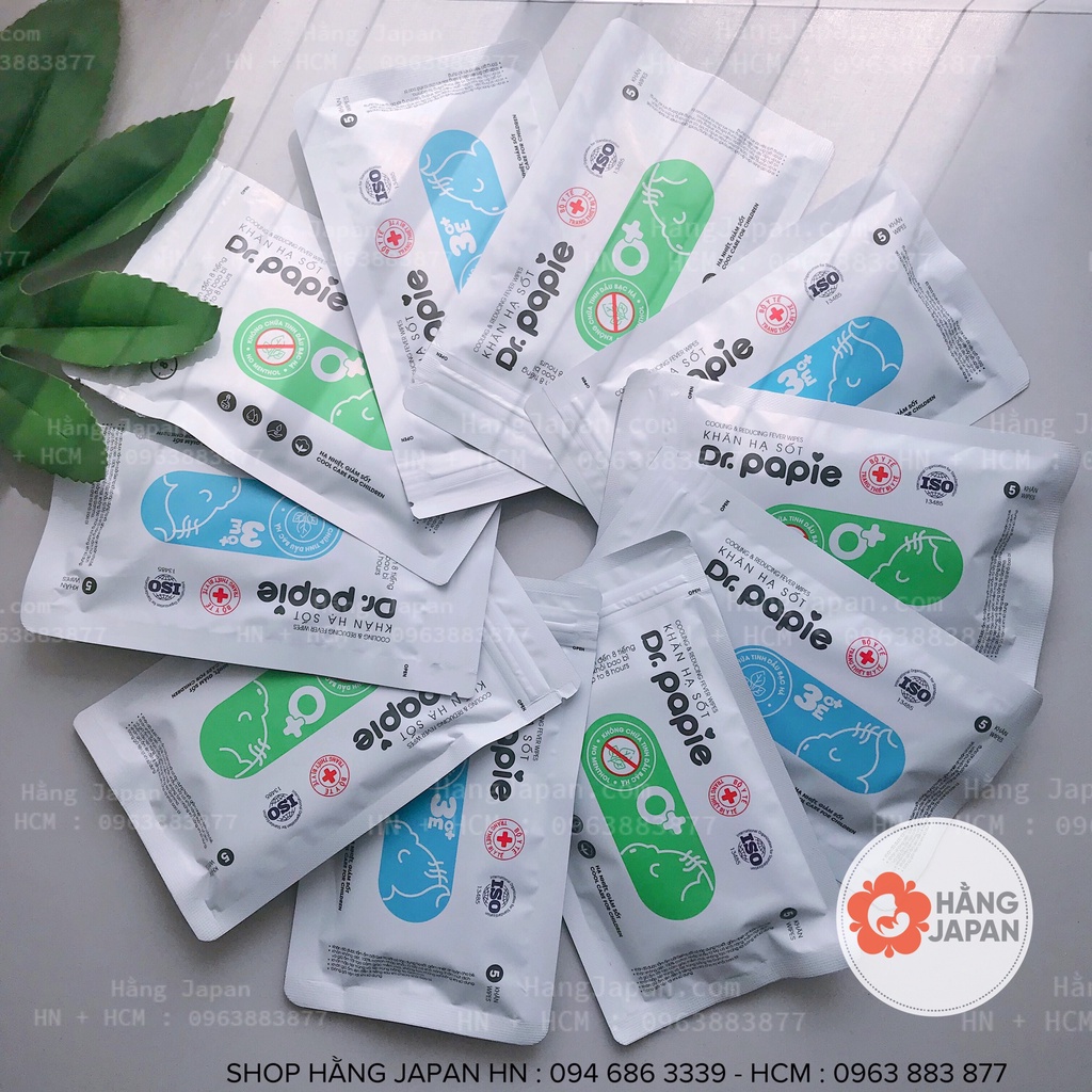Khăn lau mát hạ sốt Dr.papie cho bé từ 0 tháng tuổi