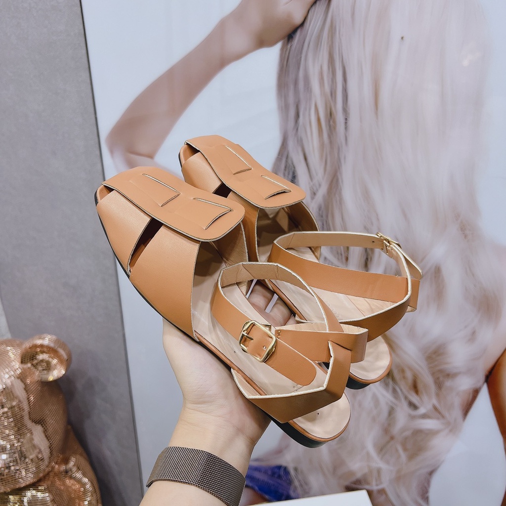 Sandal rọ bản to dây hậu đan chéo- dép quai hậu đế bệt mã CH45 -LAMLAM3456