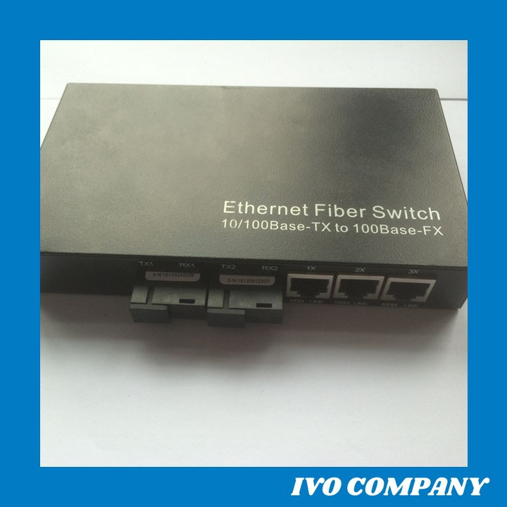 Thiết Bị Chuyển Đổi Quang Điện 1 Sợi Media Converter 1FO 2 Quang 3 LAN 100Mbps
