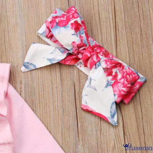 ❤XZQ-Hot Newborn Baby Girls Pink Tops Romper Floral Pants 3Pcs Outfits Set 0-18M