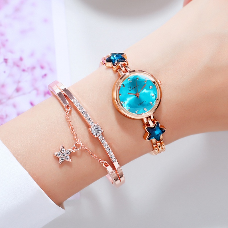 Đồng hồ đeo tay thời trang thích hợp, đồng hồ nạm kim cương sáng tạo, đồng hồ nữ tính khí, mặt số nhỏ đơn giản, đồng hồ tiếng Anh kim cương sao