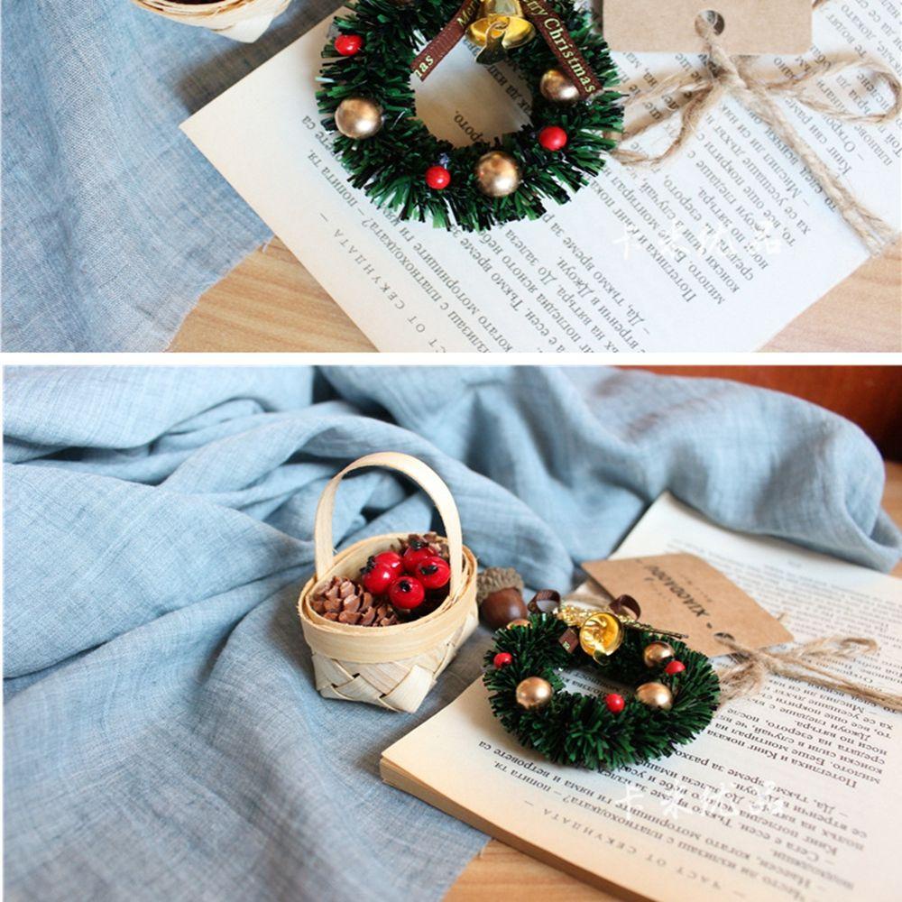 RAINBOW Set 2 Vòng Hoa Giáng Sinh Mini 3 / 4cm Trang Trí Nhà Búp Bê