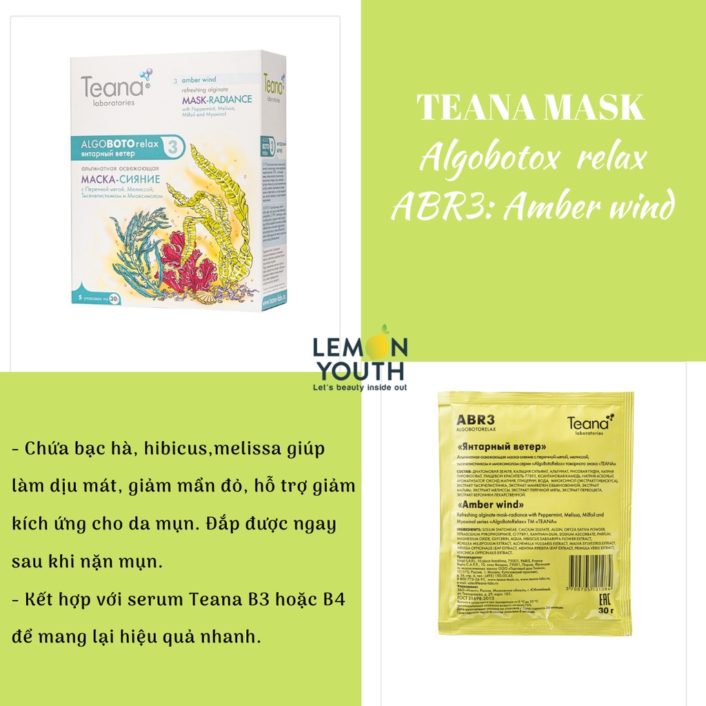 Mặt nạ dẻo 🌊TEANA Algobotox Relax💧Nuôi dưỡng tái tạo làn da