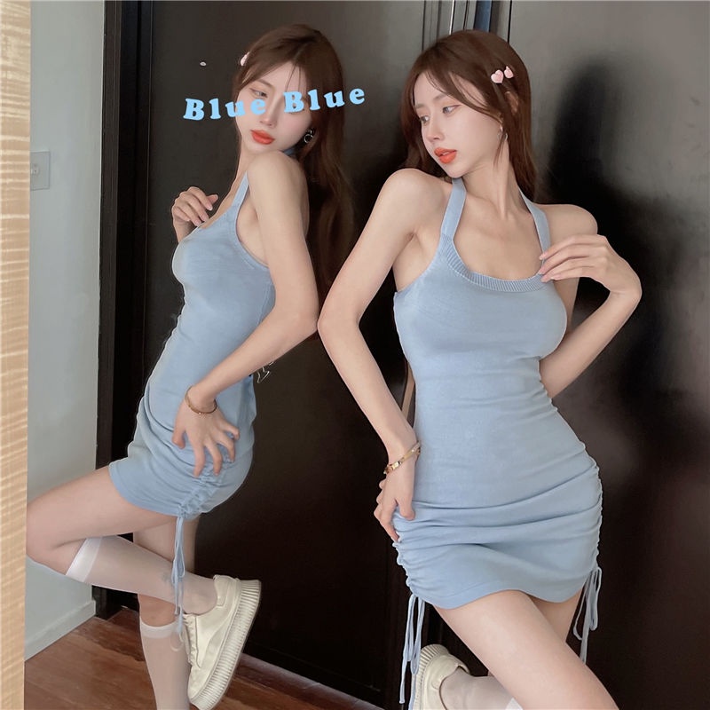 Đầm Ôm Hai Dây Thiết Kế Dây Rút Tôn Dáng Quyến Rũ Cho Nữ