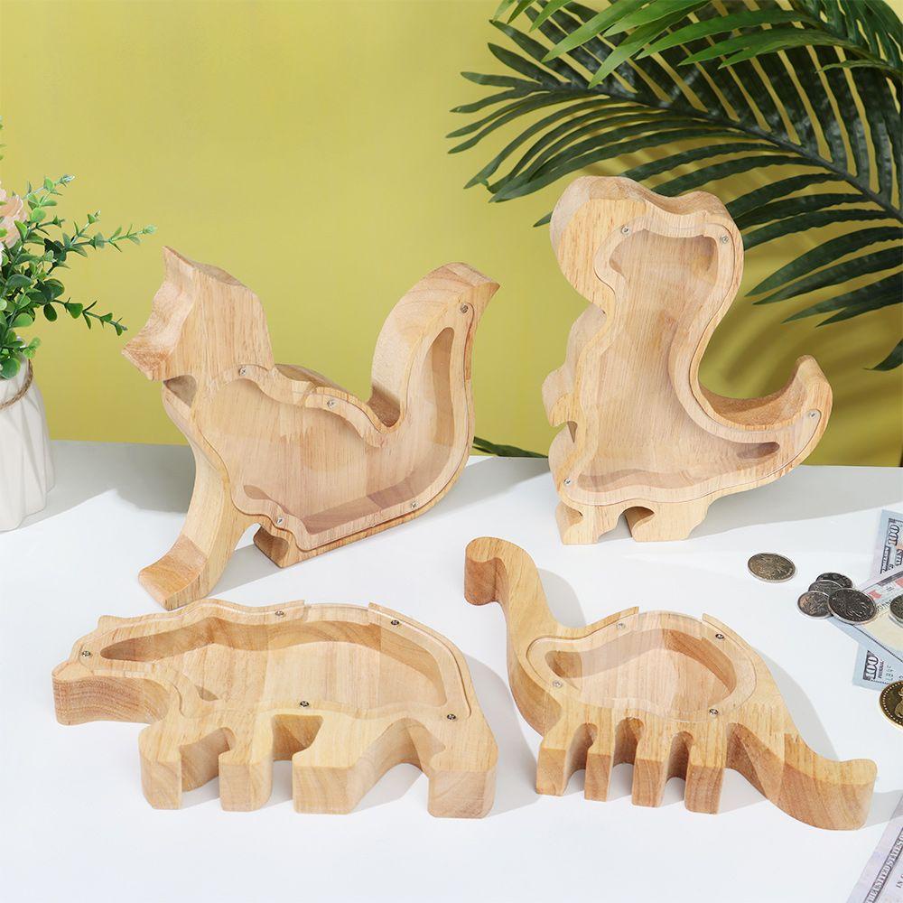 Hộp Đựng Tiền Tiết Kiệm Bằng Gỗ Phong Cách Retro