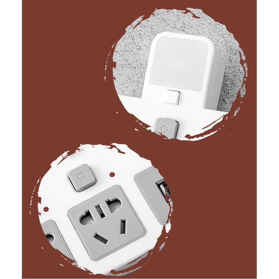 Ổ Cắm Chống Sét Có Công Tắc Riêng ❤️FREESHIP❤️ Phích Cắm Thông Minh Sạc Usb -Đèn Ngủ Cảm Ứng Hoặc Công Tắc