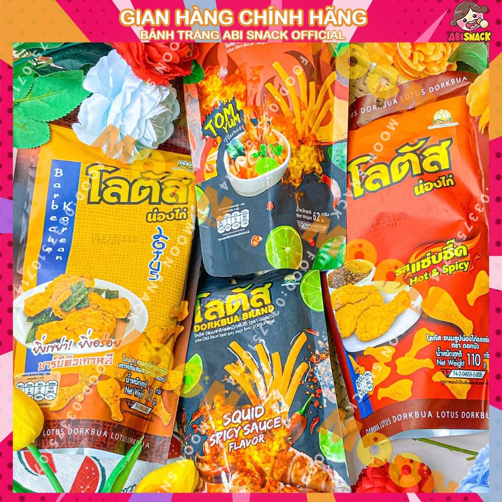 bánh que cọng thái lan vị mới siêu hot vị tomyum/mực/đùi gà cay Stick Biscuit Dorkbua 62g/110g