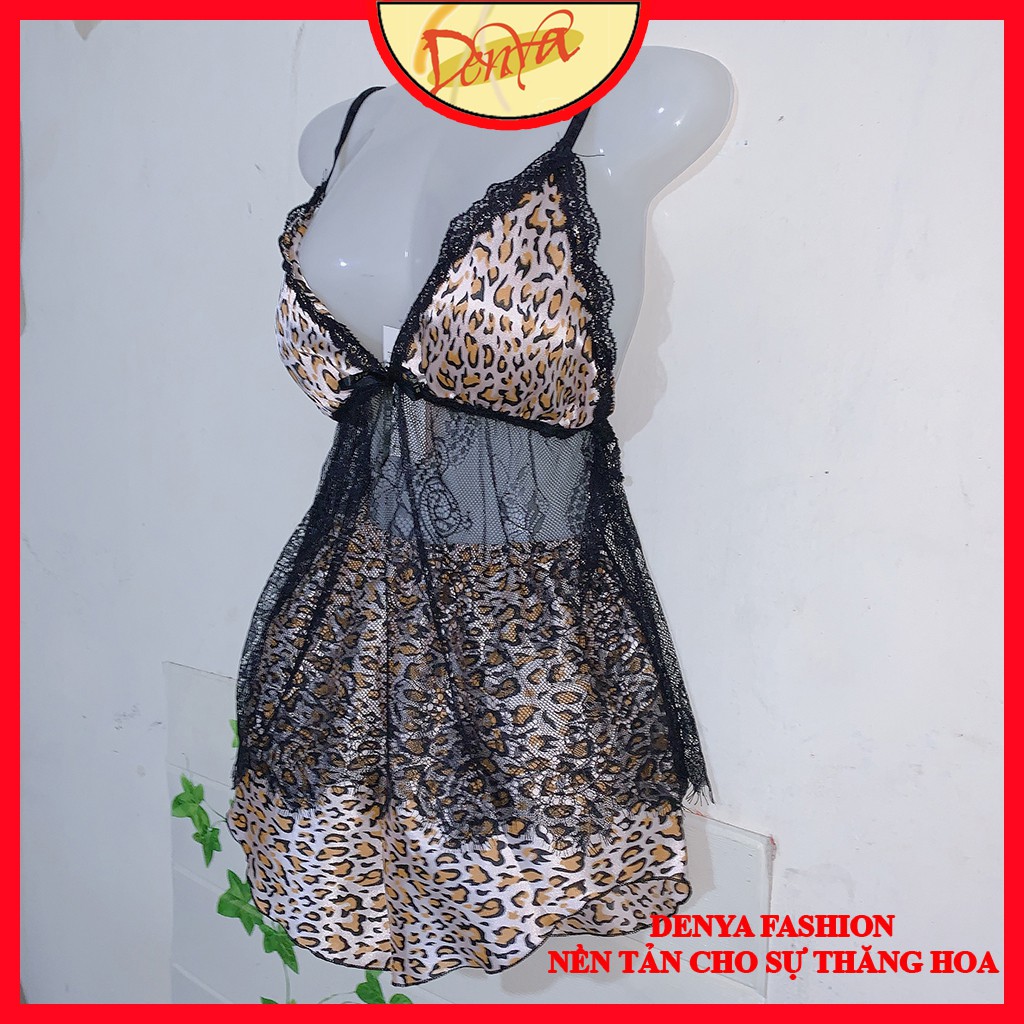 Đồ ngủ xuyên thấu có mút, họa tiết beo, ren mềm DN26 | BigBuy360 - bigbuy360.vn