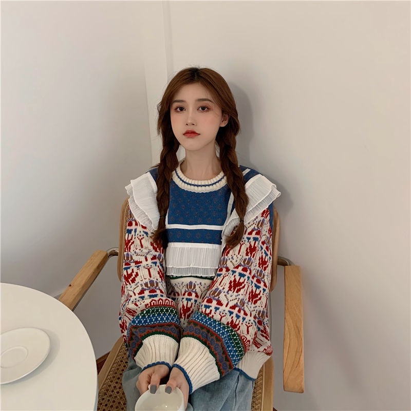 Áo Sweater Cổ Tròn Thiết Kế Mới Thời Trang Mùa Thu Đông Theo Phong Cách Hàn Quốc Cho Nữ